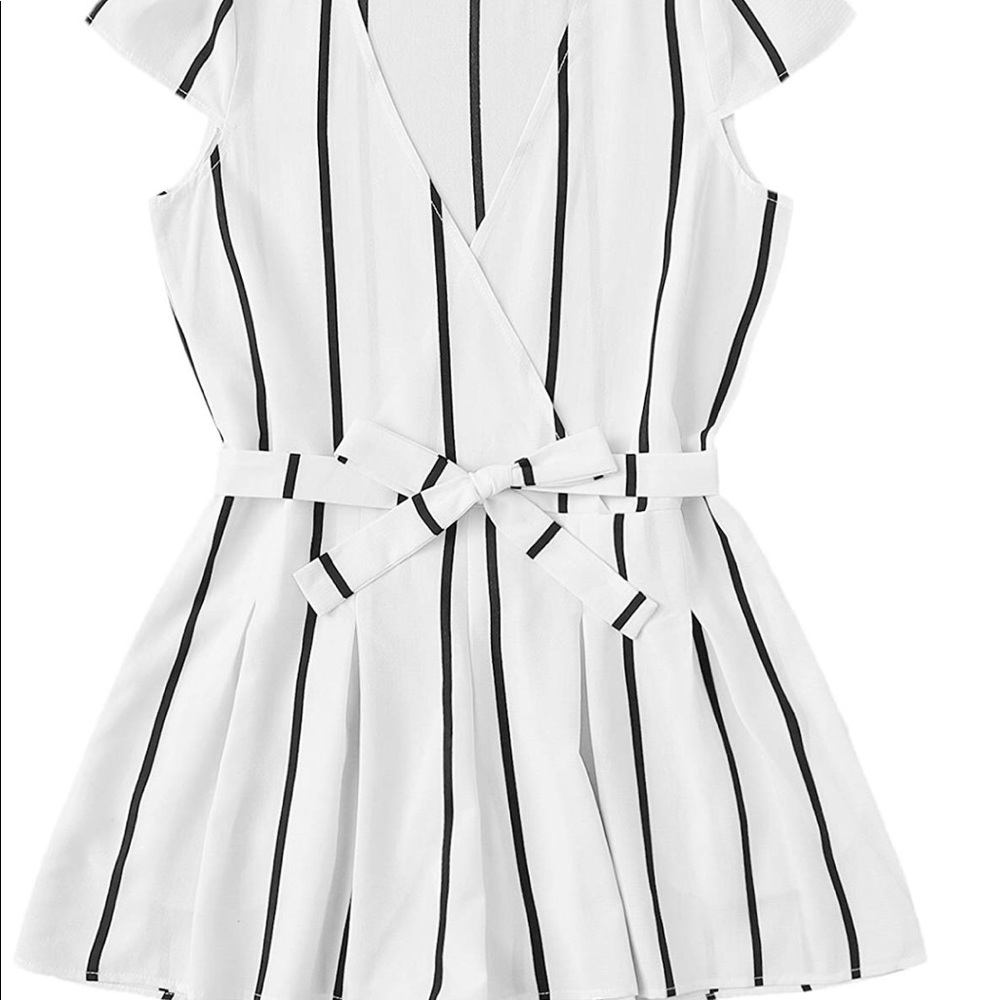 Black and white striped romper